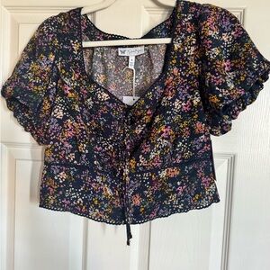 Jessica Simpson Floral Blouse - Black and Yellow